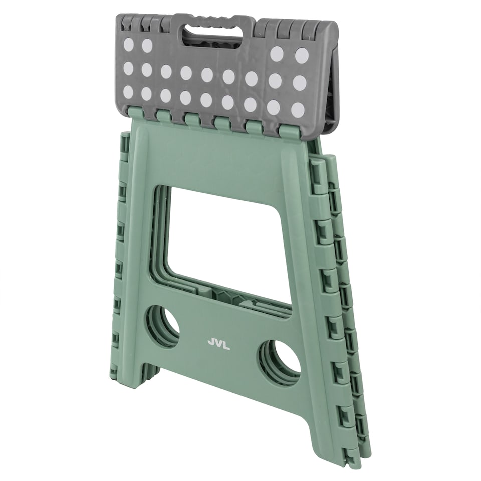 image 1 of JVL Small & Large Folding Step Stool Set – Multi-Purpose, Kitchen & Bathroom – Green