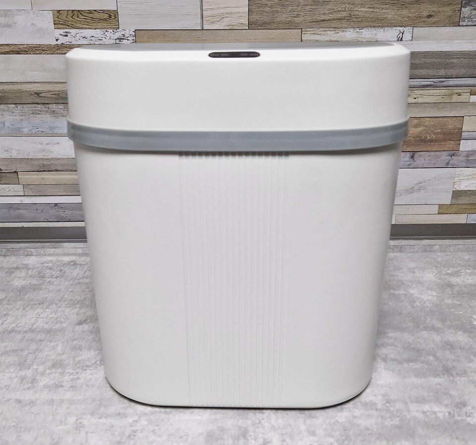 image 1 of Dihl 12 Litre Modern Slimline Automatic Motion Sensor Waste Bin, Compact Narrow, White, with Waterproof Lid, Specially Designed for Bathrooms and Kitchens