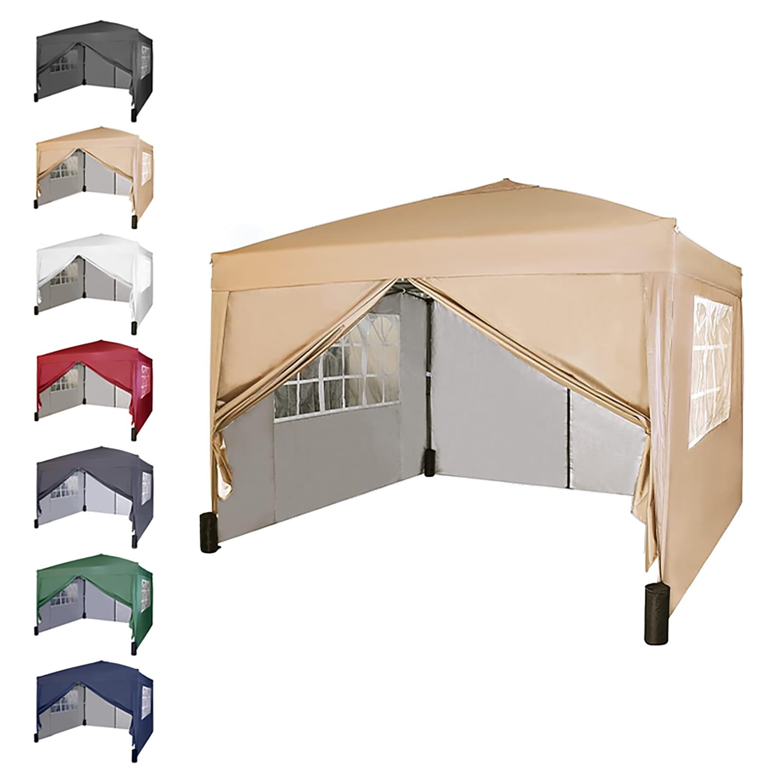 MCC Direct Gazebo 3x3 Pop up with Sides Beige | Cream | Beige