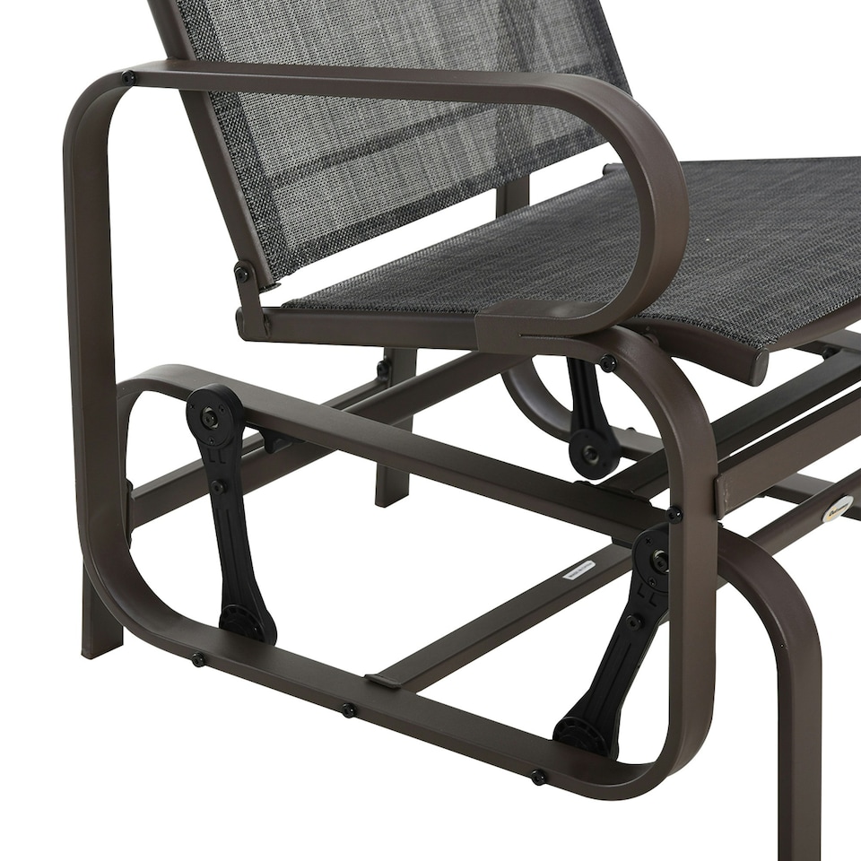 image 1 of Outsunny 3 Pcs Rocking Chair Gliding Chair Set w/ Table for Patio Garden Brown