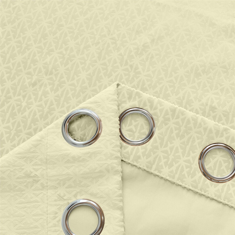 image 1 of Temple Velvet Ring Top Blackout Curtains - 168cm x 183cm - Cream