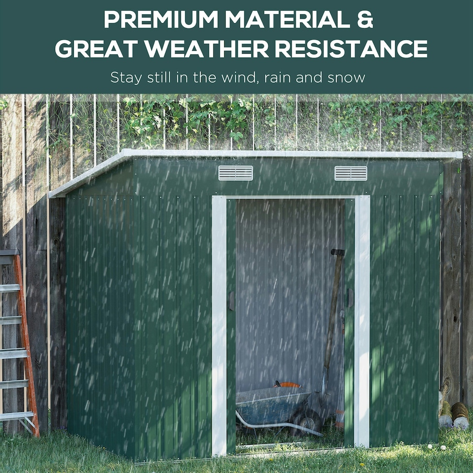 image 1 of Outsunny 7 x 4ft Outdoor Garden Storage Shed for Backyard Patio Green