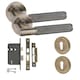 image 1 of Golden Grace Straight T-Bar Knurled Door Handle Set in Antique Brass with Thumbturn and Mortise Lock Bronze