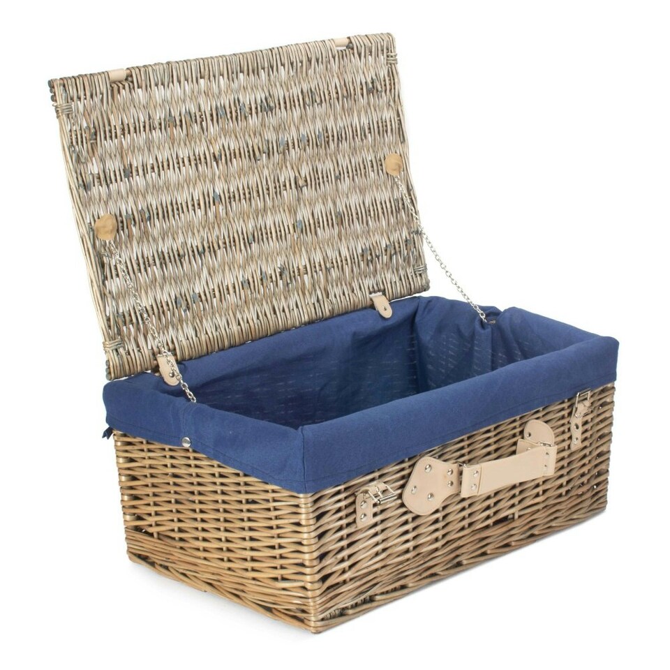 image 1 of 51cm Antique Wash Picnic Basket with Lining Black | Black | One Size