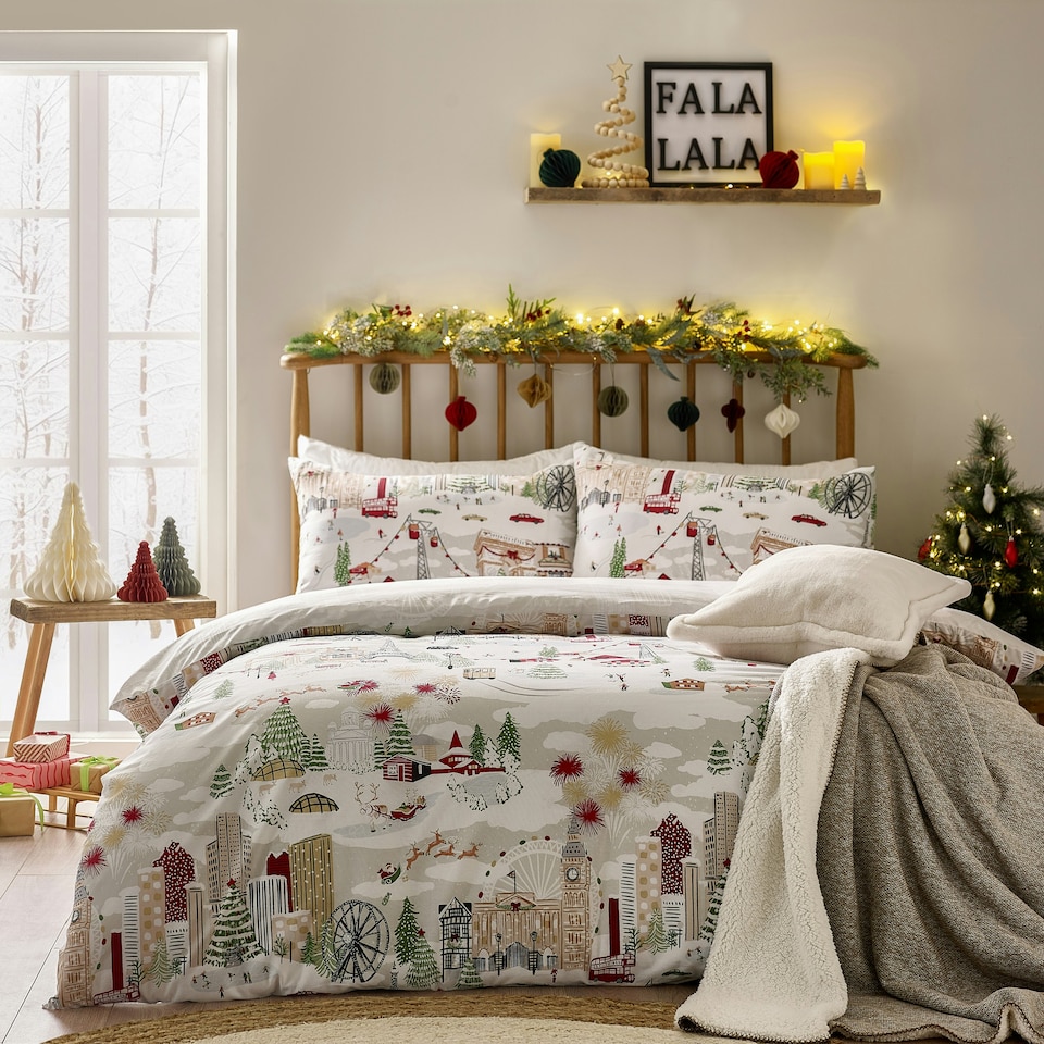image 1 of furn. Joy To All Printed King Size Duvet Set White | King