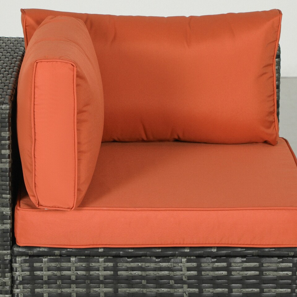 image 1 of Outsunny 4 Pieces Rattan Garden Furniture Sofa Set with Coffee Table | Orange | One Size
