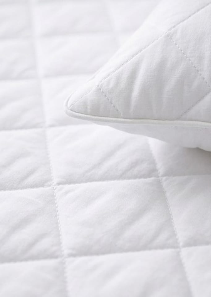 image 1 of Cotton Percale Fitted Mattress & Pillow Protector (White)