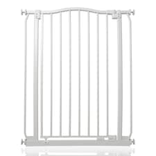 Safetots Extra Tall Curved Top Safety Gate, 71cm - 80cm, Matt White, Extra Tall 100cm in Height, Pressure Fit Stair Gate