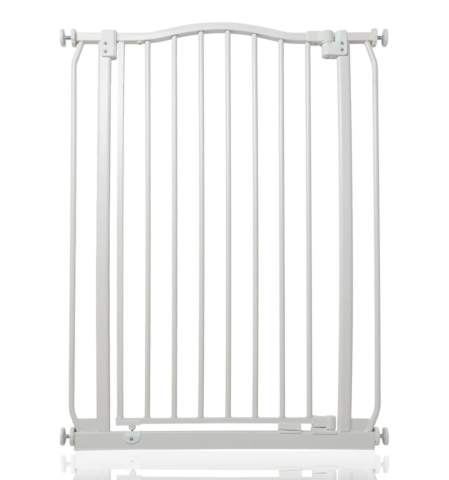 image 1 of Safetots Extra Tall Curved Top Safety Gate, 71cm - 80cm, Matt White, Extra Tall 100cm in Height, Pressure Fit Stair Gate