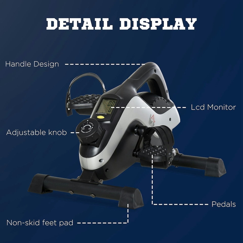 image 1 of HOMCOM Mini Exercise Bike 8 Levels Magnetic Resistance Leg Fitness LCD Display