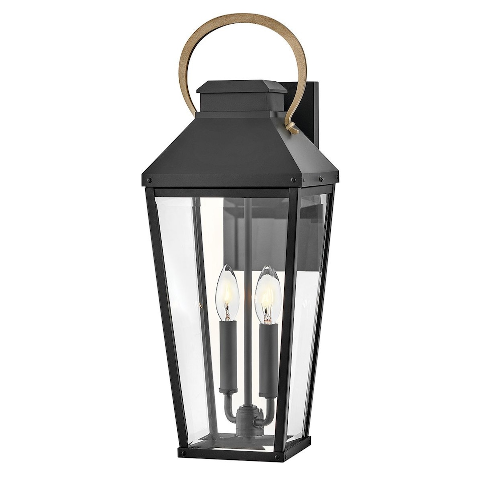 image 1 of Hinkley Dawson Outdoor Wall Lantern Traditional Black, Burnished Bronze accent IP44 2x E14