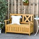 image 2 of Outsunny Wood Garden Bench 2 Seater Storage Chest Patio Seating Chair with High Back and Armrest, Yellow