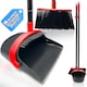image 1 of Long Handled Dustpan and Brush Set Upright Sweeping Broom with Built-In Bristle Cleaner