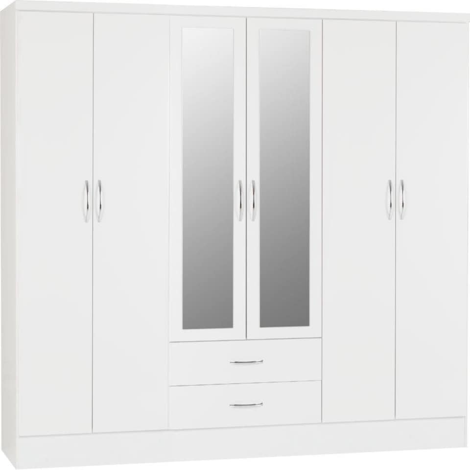 image 1 of Nevada 6 Door 2 Drawer Mirrored Wardrobe Brown | Sonoma Oak