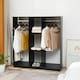 image 2 of HOMCOM Mobile Double Open Wardrobe w/ Clothes Hanging Rail