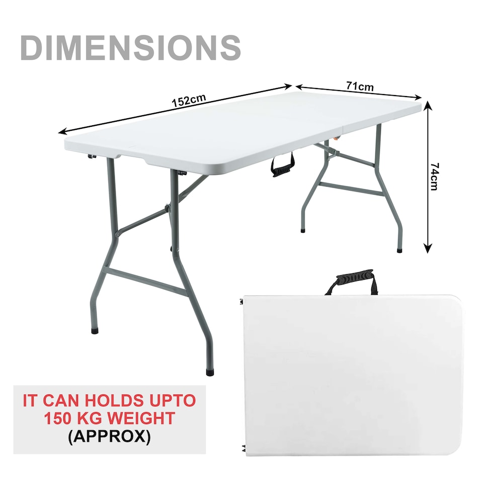 image 1 of 5ft Folding Trestle Table Ideal for Camping, Party, Picnic, BBQ & Garden Use