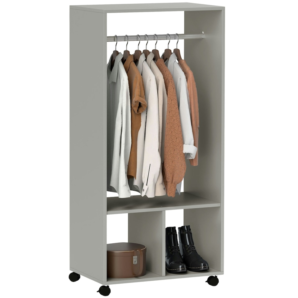 image 1 of HOMCOM Open Wardrobe Clothes Rail Bedroom Clothes Storage Rod Grey