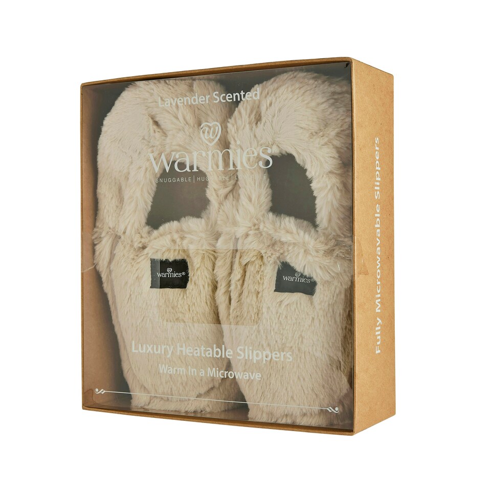image 1 of Warmies Microwavable Slippers Almond Colour One Size