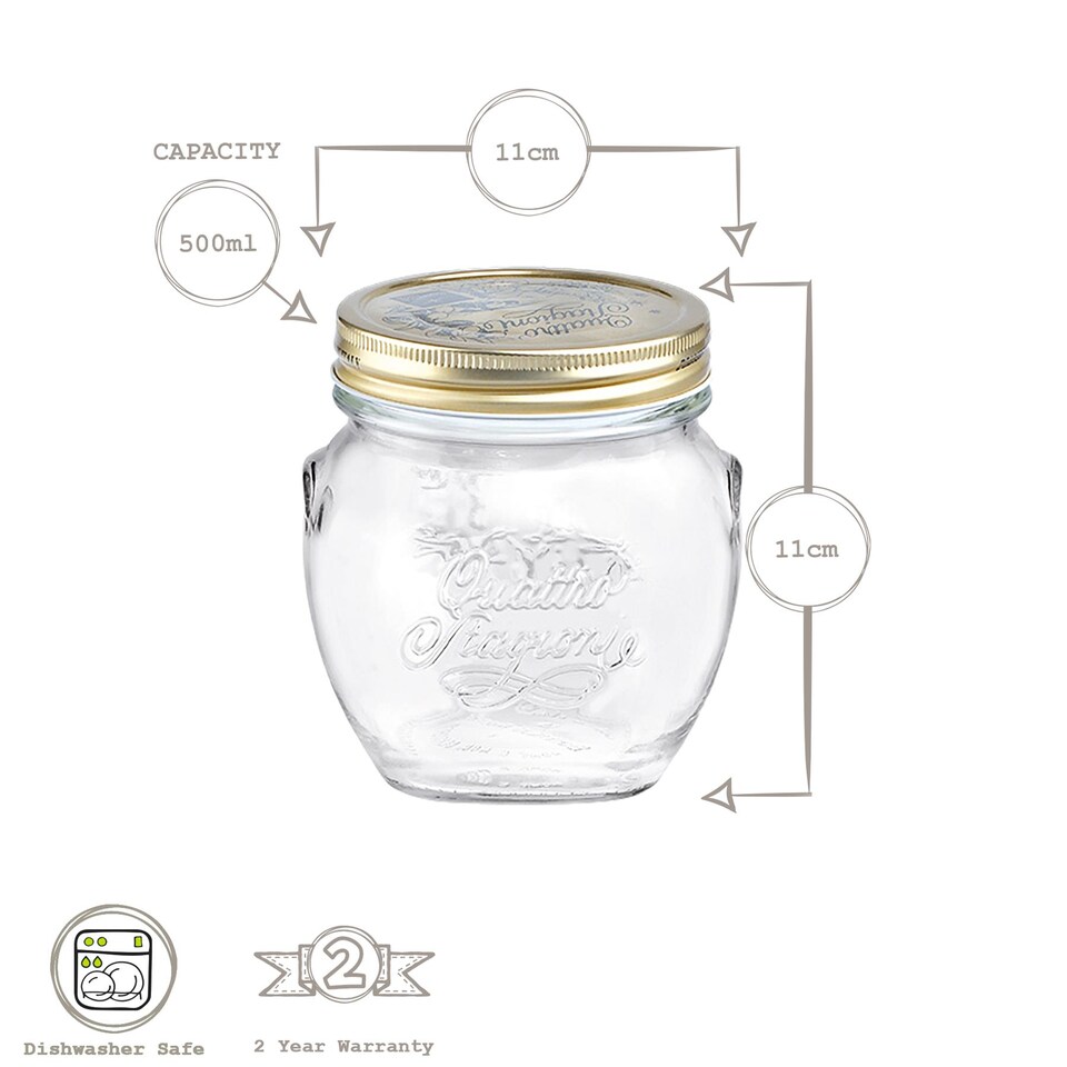 image 1 of Bormioli Rocco Quattro Stagioni Glass Storage Jars - 500ml - Pack of 3