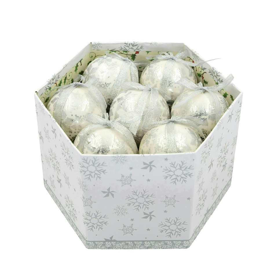 image 1 of The Christmas Workshop Set of 14 Christmas Baubles - Snowflake Design