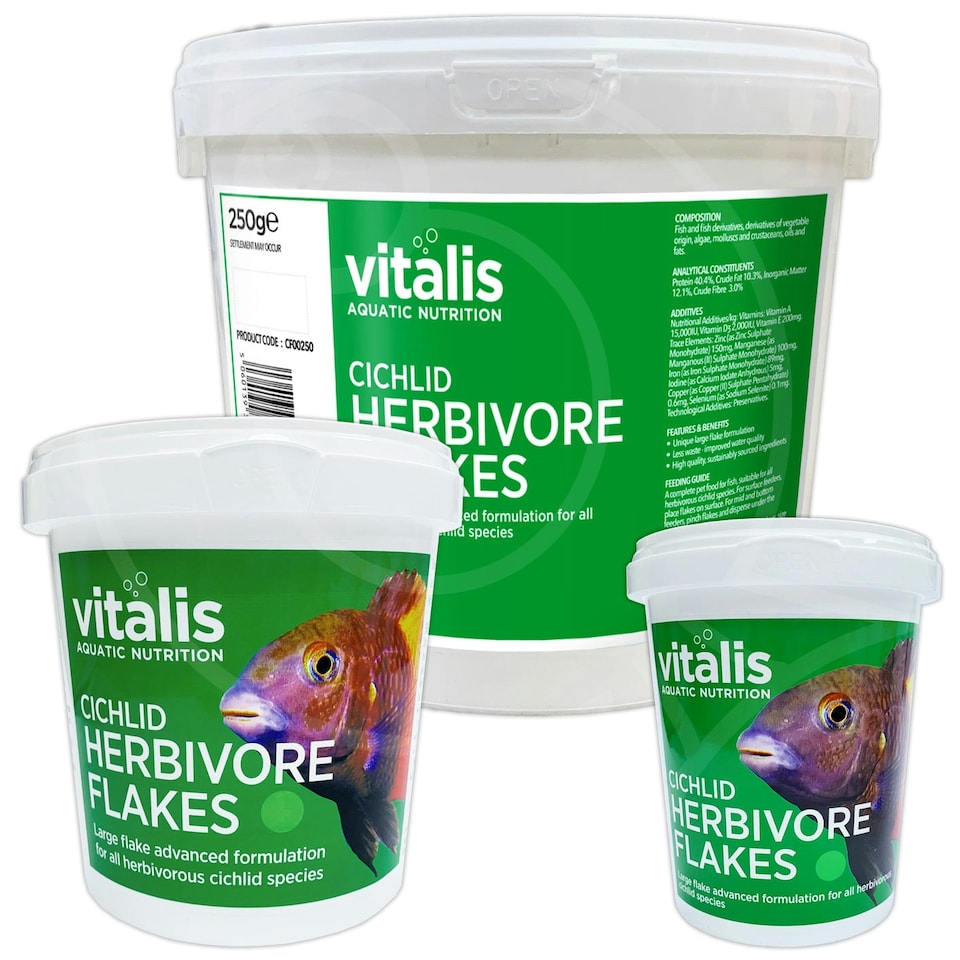 image 1 of Vitalis Cichlid Herbivore Flakes Clear