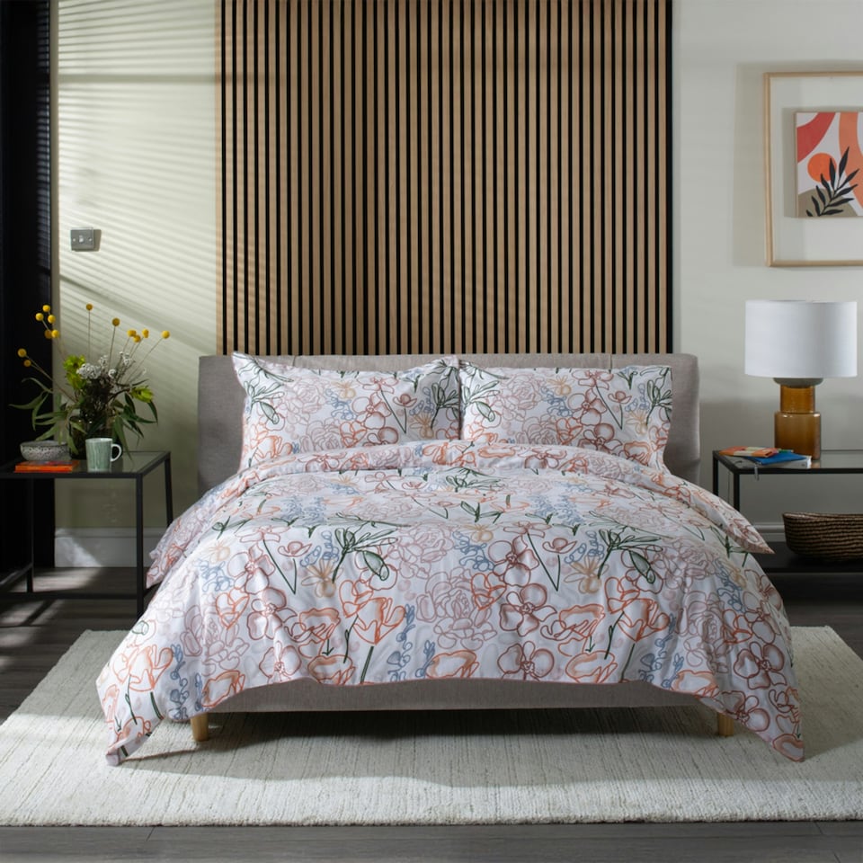 image 1 of Naive Floral Cotton Duvet Set – Stylish Bedlinen with Floral Design White | Multi | Double
