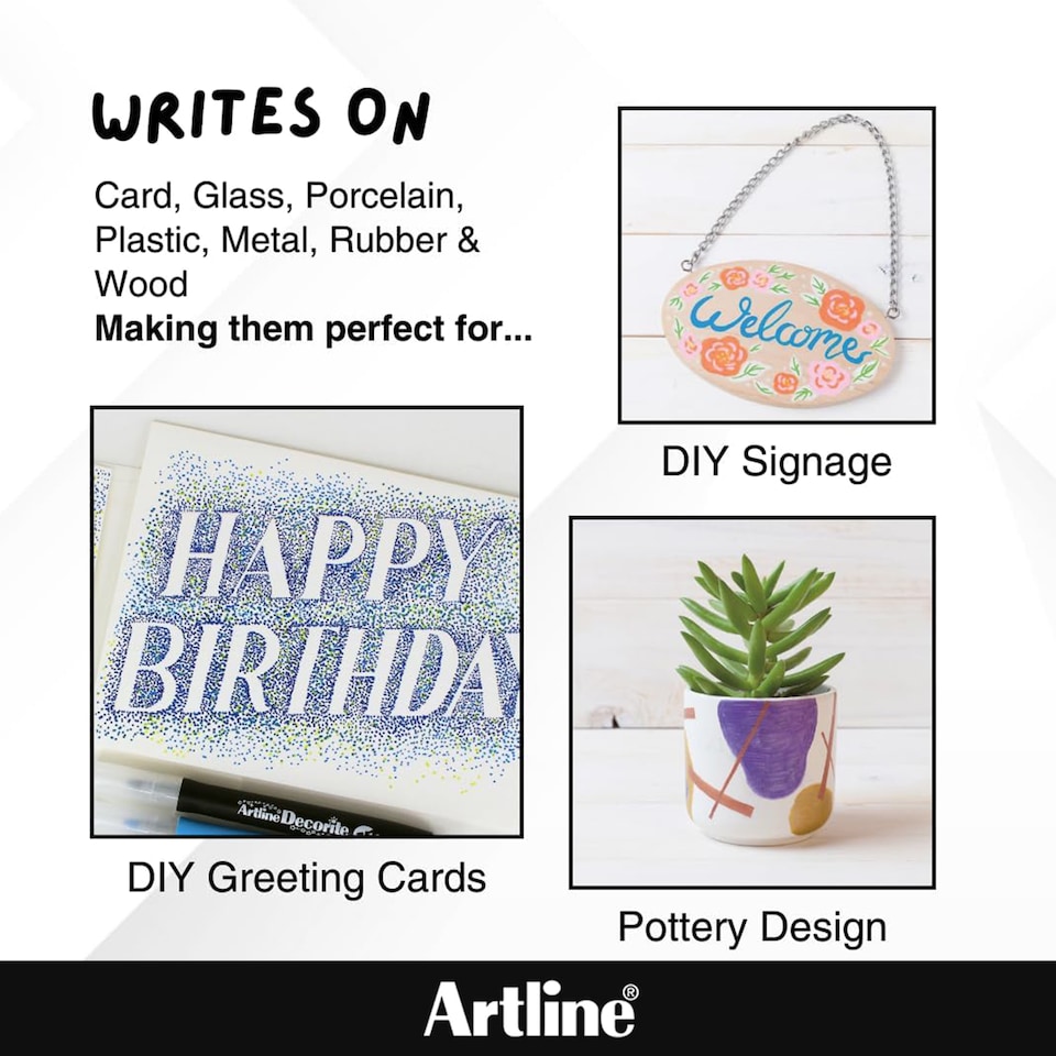 image 1 of Artline Decroite Brush Markers Pastel Colours 4 Pack