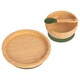 image 1 of Tiny Dining 3pc Round Bamboo Suction Dinner Set - Olive Green