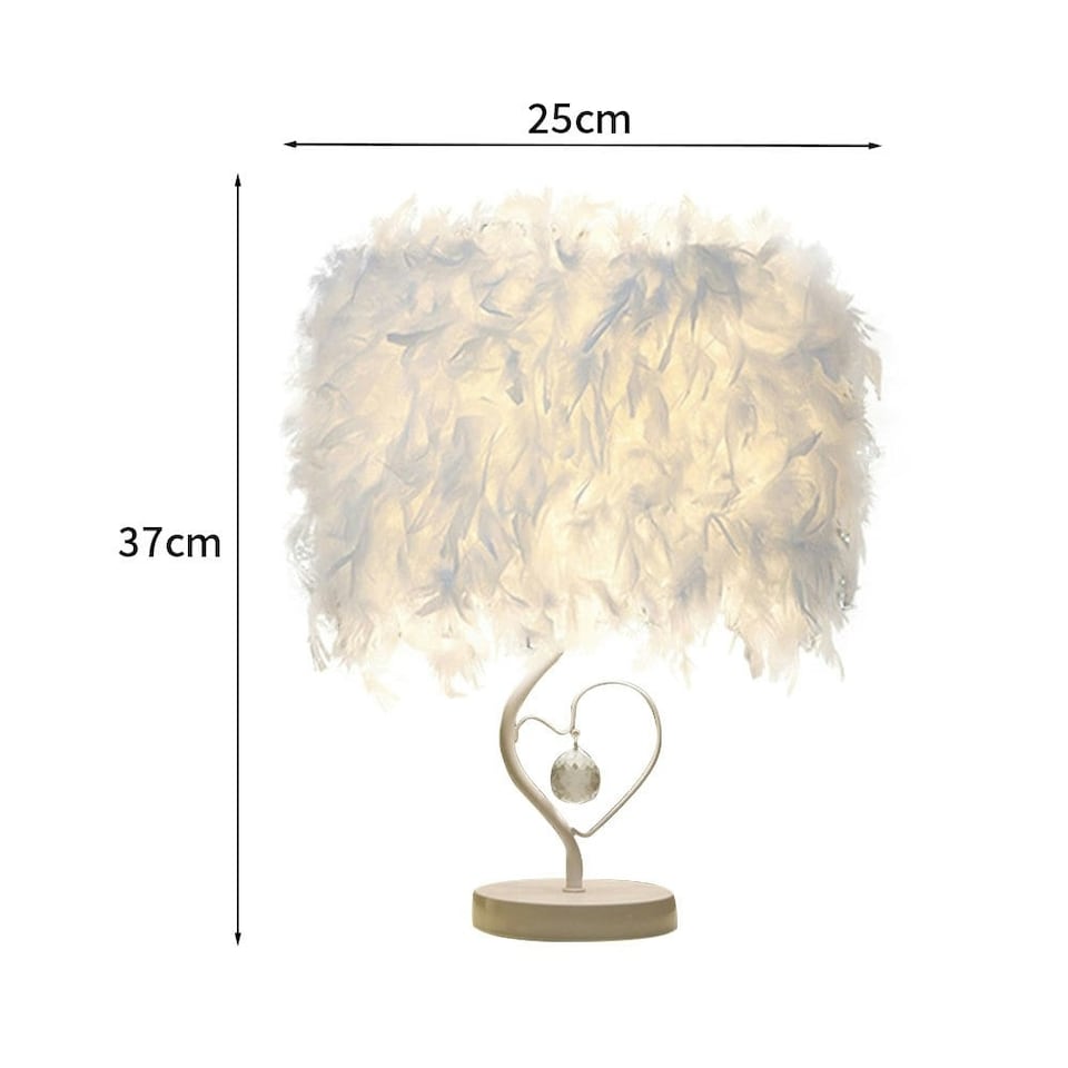image 1 of Living and Home Modern Feather Bedside Table Lamp
