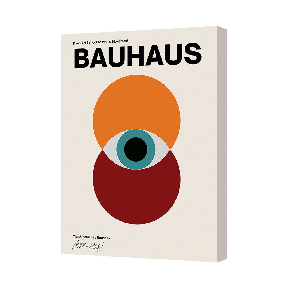 Bauhaus Abstract Poster Canvas 7888 Geometric Eye Orange Circle Art Print