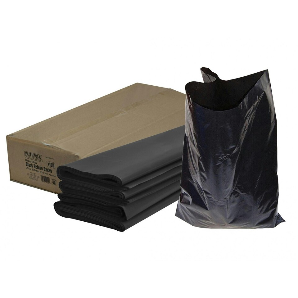 Faithfull Heavy-duty Black Refuse Sacks - Multi Colour - 735 x 970mm Multi | 735 x 970mm