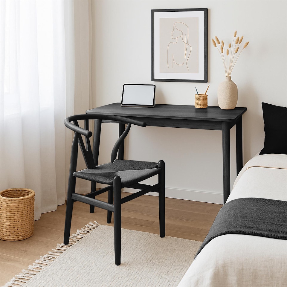 image 1 of Nicholas Winter Beech Wooden Danish Style Dining Chair - Black-Black - Solid Wood Wish Beech Bone Wood Chairs | Black | Black/Black