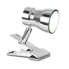 ValueLights Clip-On Spotlight Chrome Silver Spotlight and GU10 Spotlight LED 5W Cool White 6500K Bulb