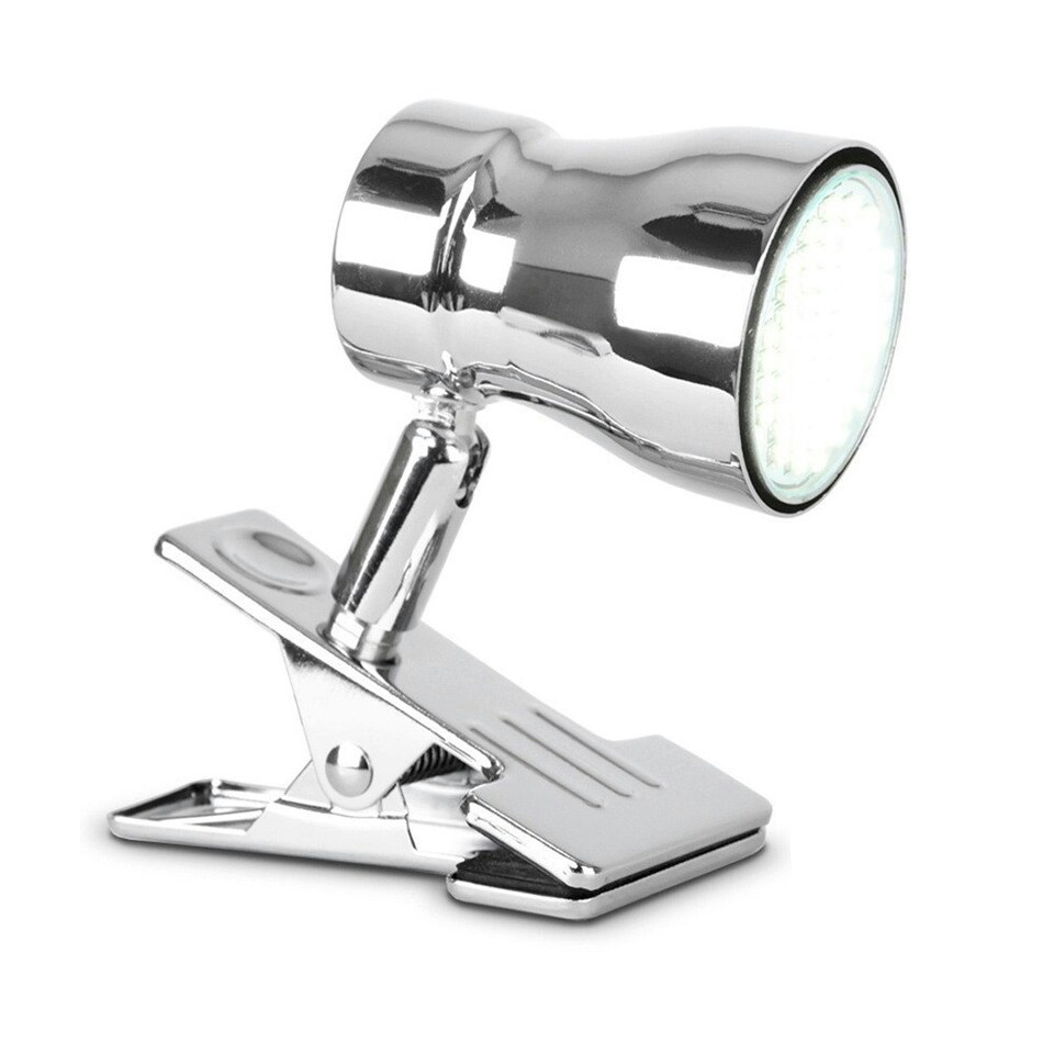 image 1 of ValueLights Clip-On Spotlight Chrome Silver Spotlight and GU10 Spotlight LED 5W Cool White 6500K Bulb