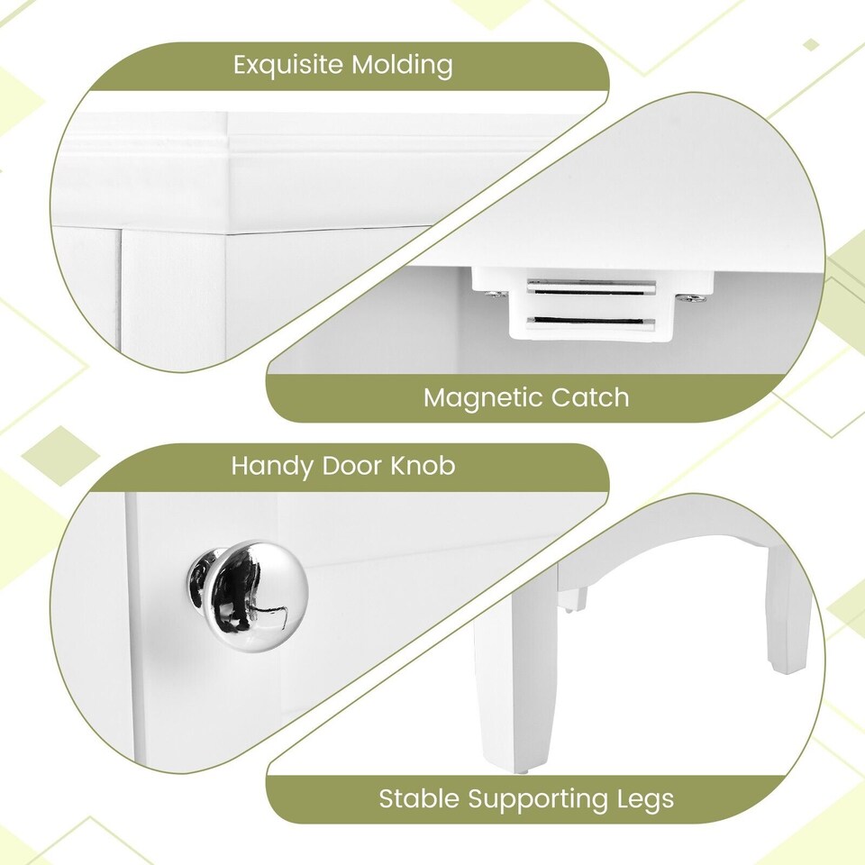 image 1 of COSTWAY 5-Tier Bathroom Tall Cabinet Storage Organizer Cupboard White
