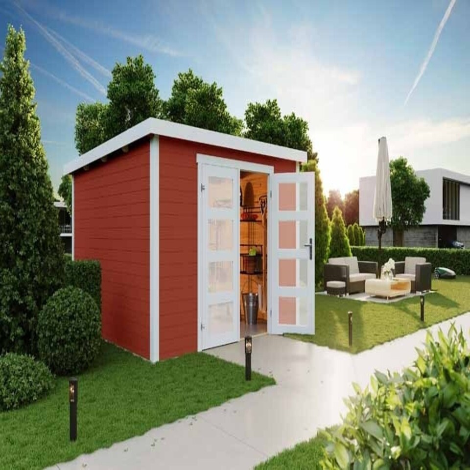 image 1 of Zambezi 6-Log Cabin, Wooden Garden Room, Timber Summerhouse, Home Office - L320 x W274.7 x H210.9 cm Brown