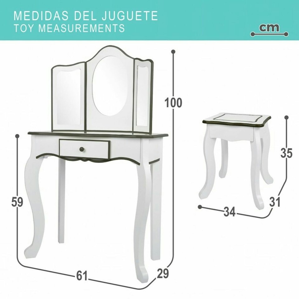 image 1 of Dressing Table with Stool Colorbaby Toy White Children's 61 x 29 x 100 cm