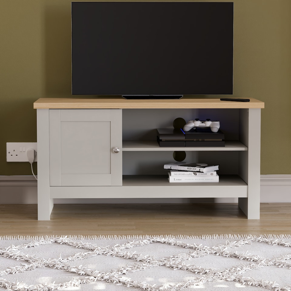 image 1 of Vida Designs Arlington 1 Door TV Unit Shaker Entertainment Storage, Grey & Oak | Grey | Grey & Oak | 1