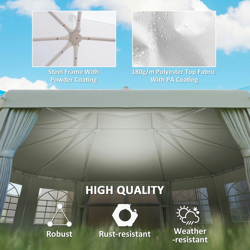 image 1 of Outsunny 10 Sides Heavy Duty Tent Gazebo Outdoor Party Wedding Event Marquee