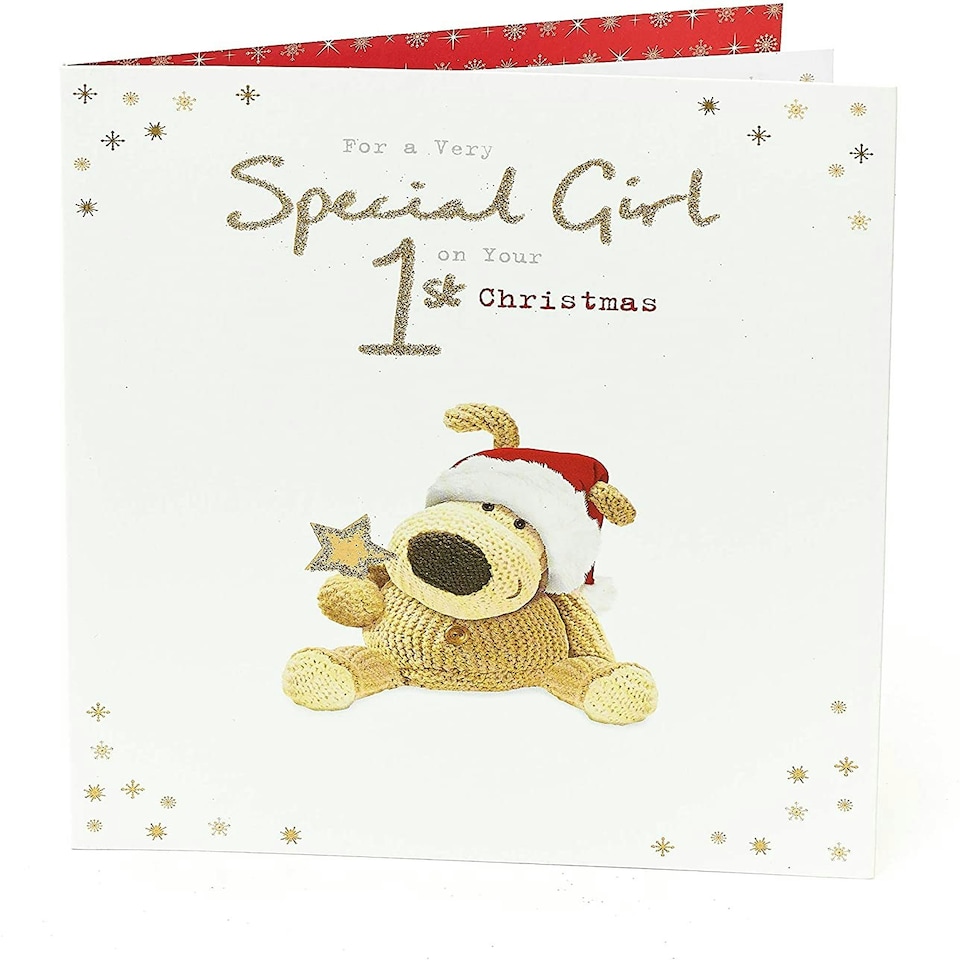 image 1 of Boofle Celebrate 1st Christmas Card for Baby Girl