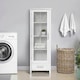 image 2 of Teamson Home Bathroom Wooden Free Standing Tall Linen Storage Cabinet Tower, White