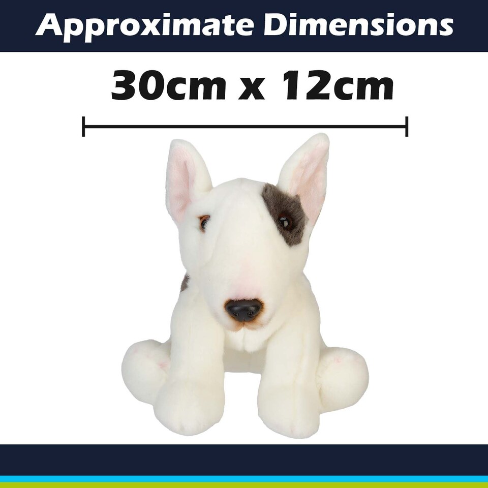 image 1 of PMS Bull Terrier Plush Toy White - Realistic 30cm x 12cm