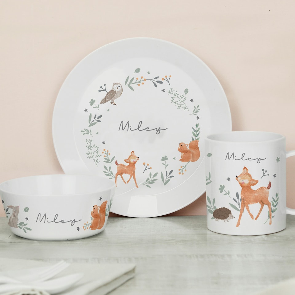 image 1 of Personalised Woodland Animals Breakfast Set