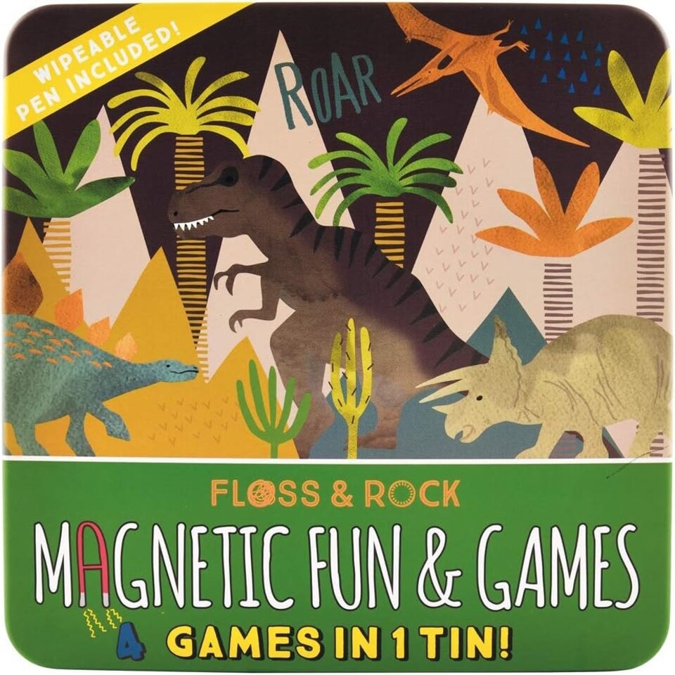 image 1 of Floss & Rock Magnetic Fun Games Tin - Dinosaur