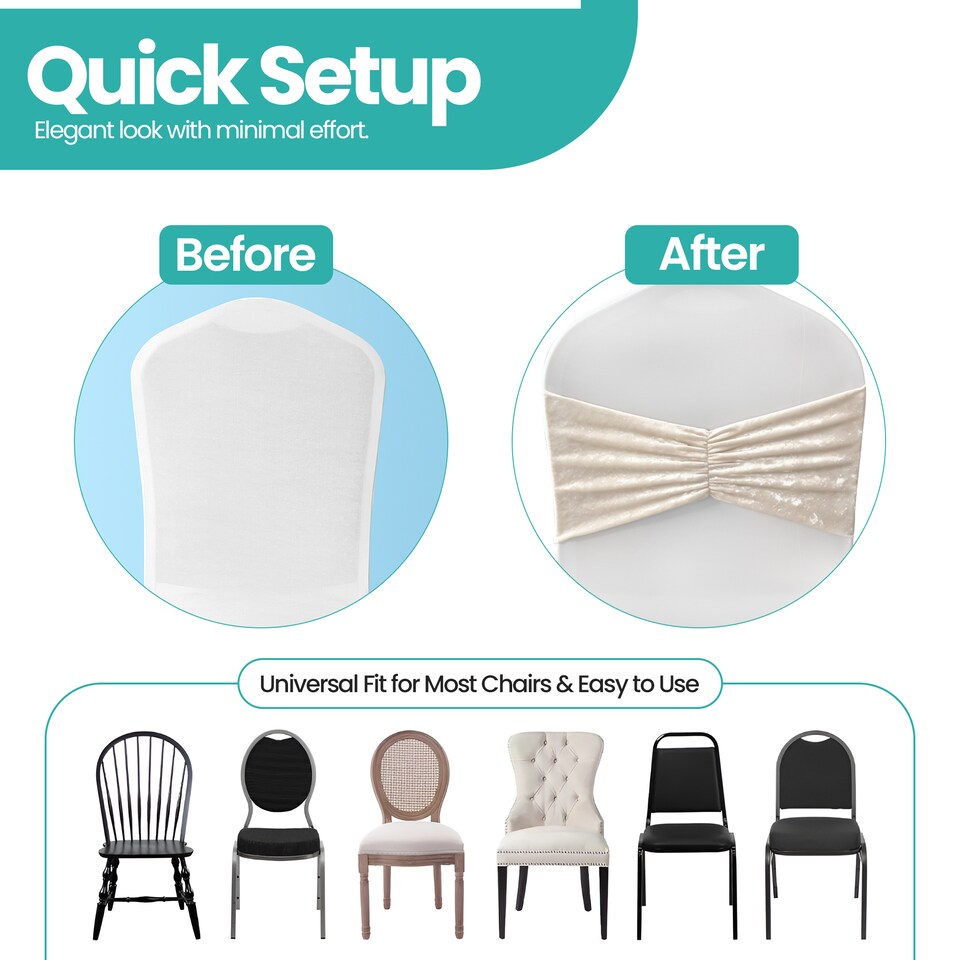 image 1 of Crushed Velvet Chair Band, Glitz Shiny Fabric Sashes - 1pc