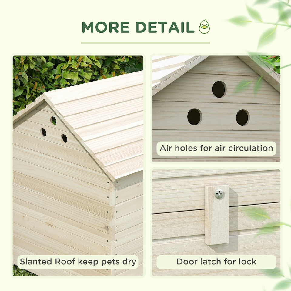 image 1 of PawHut Wooden Duck House w/ Openable Roof, Raised Base, Air Holes - Natural