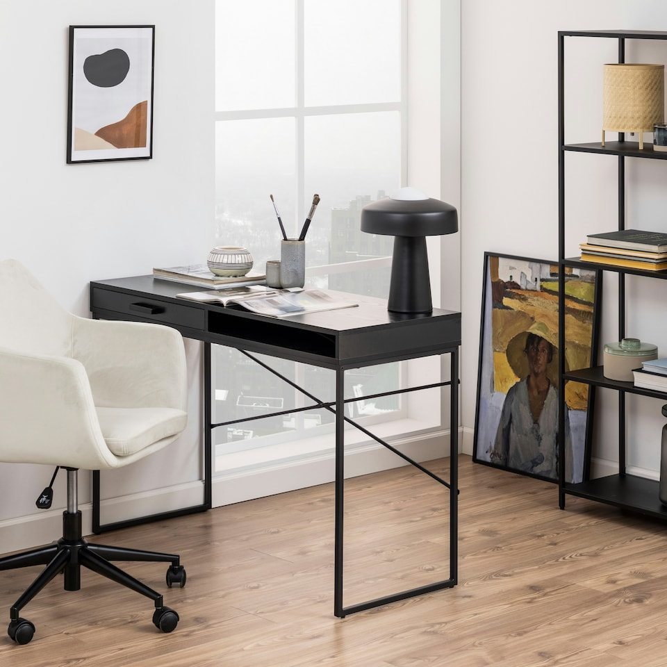 image 1 of Seaford 1 Drawer Office Desk in Ash Black