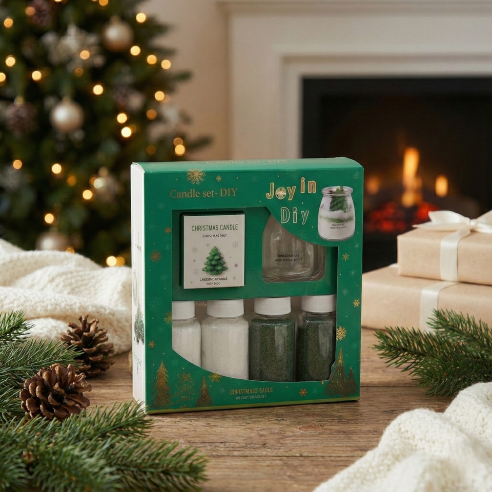 image 1 of Make Your Own Christmas Candle Kit DIY Scented Wax Sand Jar Craft Set Kids Fun | Multi | Mistletoe & Fir