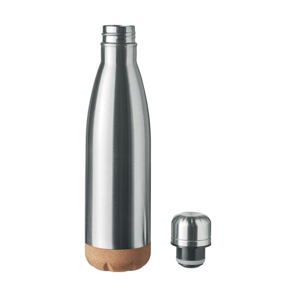 image 1 of MidOcean Aspen Cork Double Wall 500ml Water Bottle - Matt Silver - One Size | Multi | One Size
