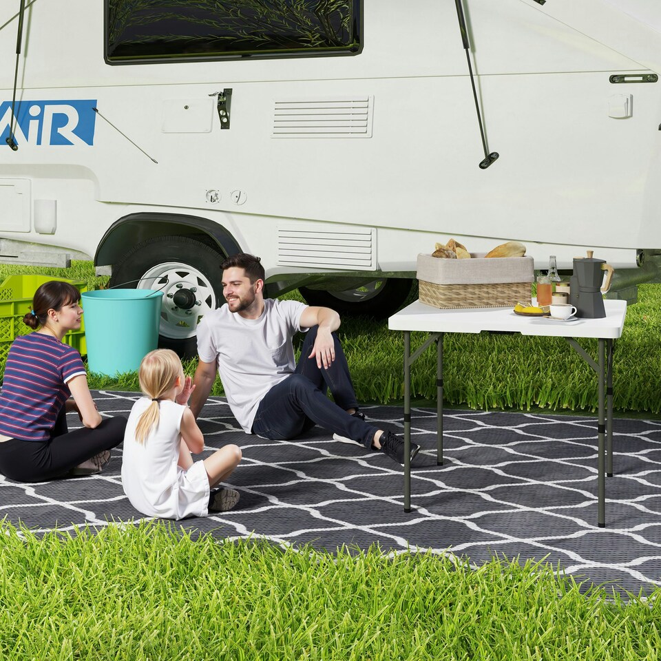 image 1 of Outsunny 3ft Folding Camping Table with 2 Adjustable Height 